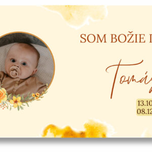 Personal Banner na krstiny s fotkou - Orange Rozmer banner: 130 x 260 cm - namety na prve svate prijimanie, dakovna rec na prve svate prijimanie, doplnky na svate prijimanie, výzdoba kostola na prvé sväté prijímanie, 1 svate prijimanie oslava, prve svate prijimanie doplnky na oslavu,  1 svate prijimanie sviecka, prve svate prijimanie girlandy